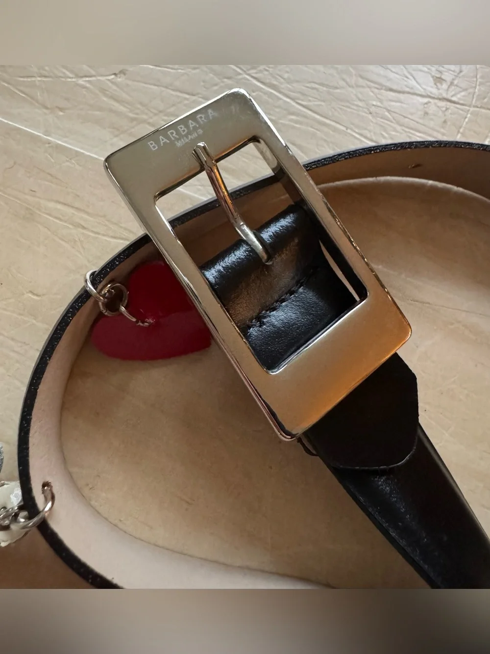 Barbara Milano Leather Belt with Four Card Suits Charms